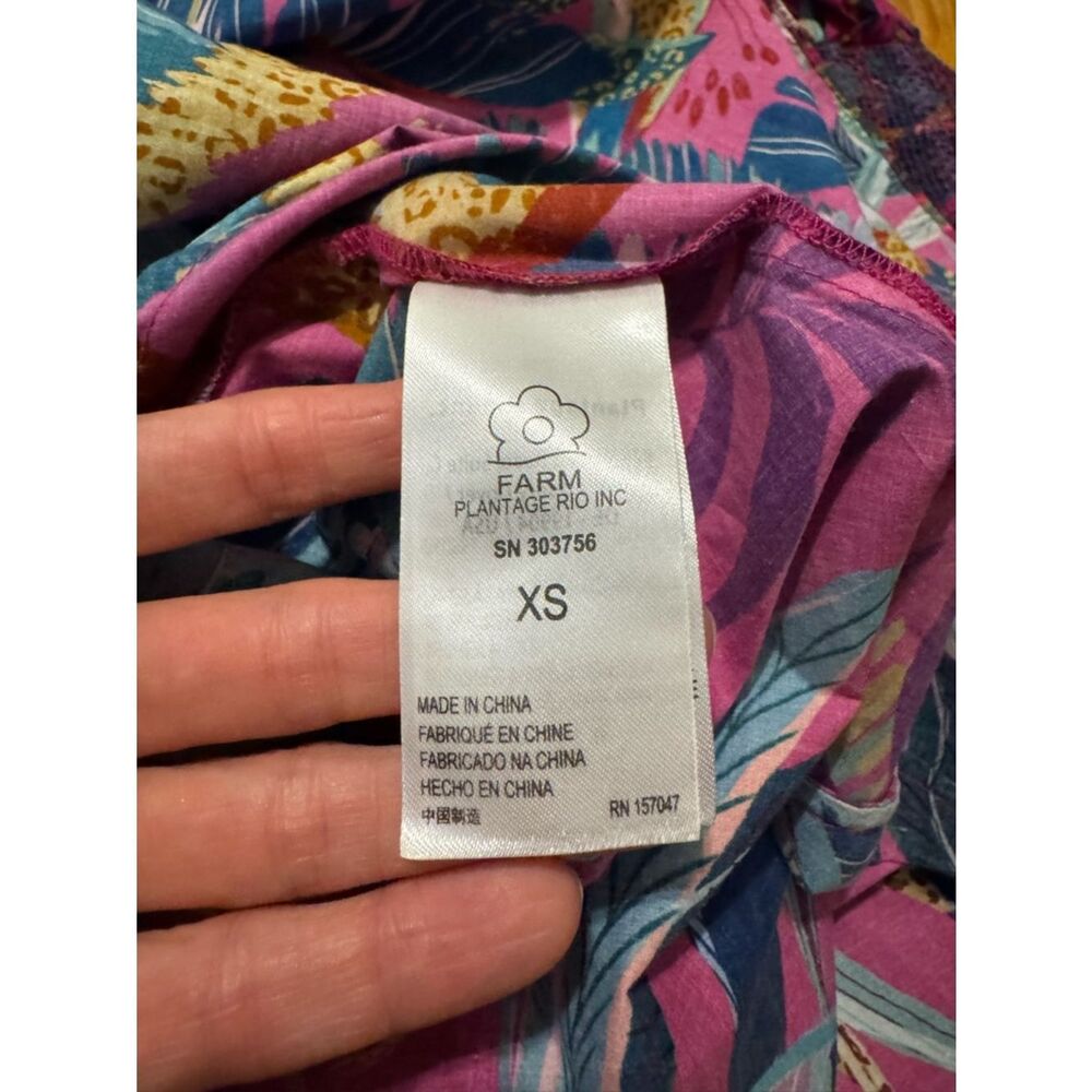 Farm Rio Rainbow Macaws Purple Puff Sleeve Smocked Midi Dress Women's SIZE XS - Picture 11 of 13